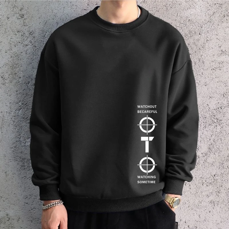 

Men Oversized Black Graphic Sweatshirts Hoodied Cool Printed Long Sleeve T-shirt Cotton Hiphop Tees Sports Top Men Clothing