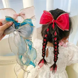 Bow hairpin children's hair accessories princess super fairy streamer hairpin cute clip girls pan hair headdress girl