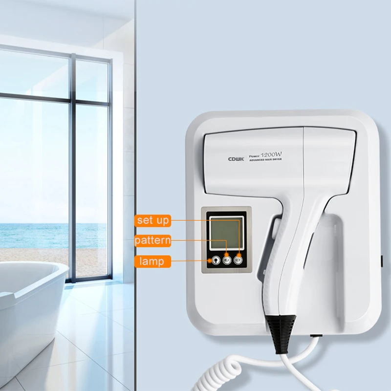 CDWK1200W 호텔 객실 가정용 플라스틱 헤어 드라이어용 벽걸이형 헤어 드라이어