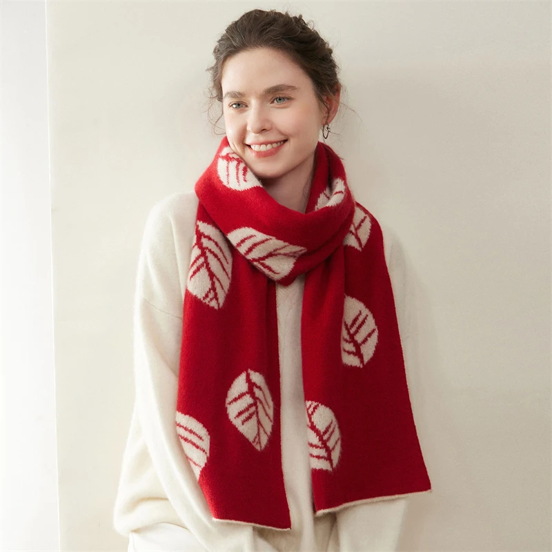 

MVLYFLRT Women's A-Class 100% Pure Cashmere Scarf Knitted Jacquard Warm All-Season Light Luxury Soft Fashion Accessory