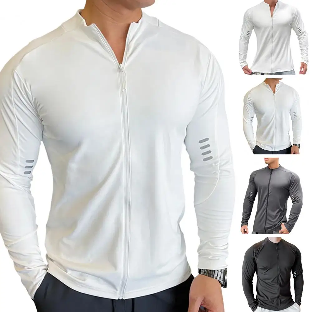 

Fitness Sweatshirt Lightweight Quick Dry Men's Fitness Sports Coat Sweat Absorption Running Bodybuilding Sweatshirt with Zipper