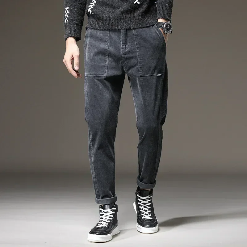 2023 Fashion Spring and Autumn Mens Black Cotton Sweat Pants Men Casual Warm Track Pants