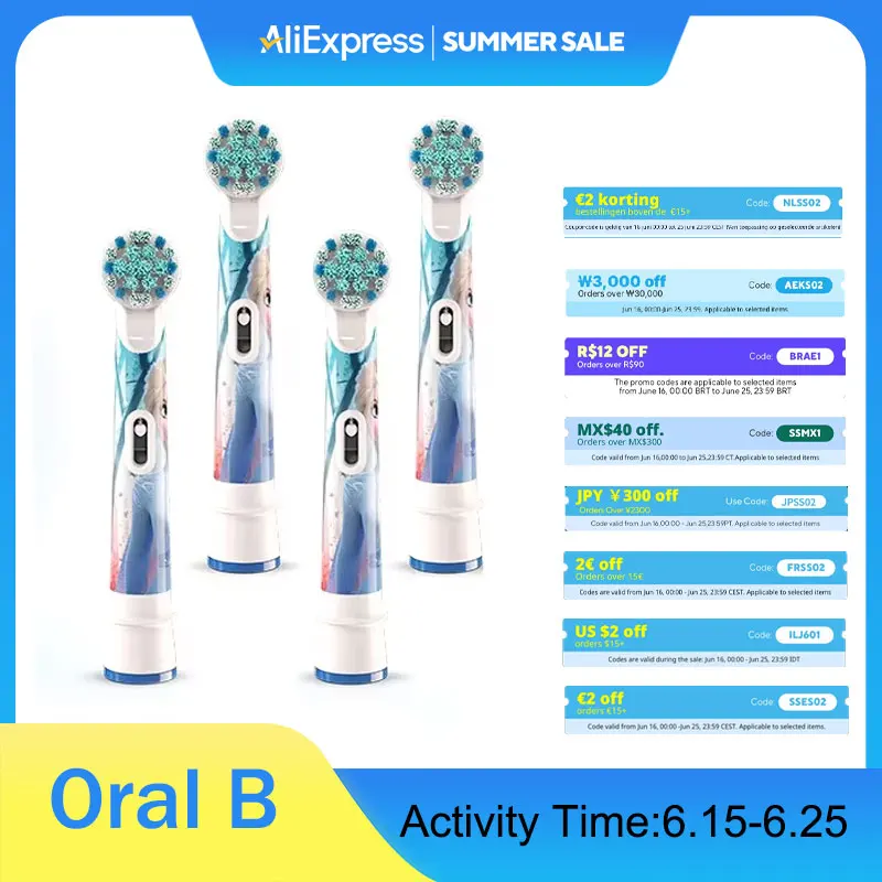 Cabezales de repuesto para cepillo Oral B Kid EB10, cabezales de repuesto congelados, recambios de cepillo suave para cepillo de dientes eléctrico Oral B para niños