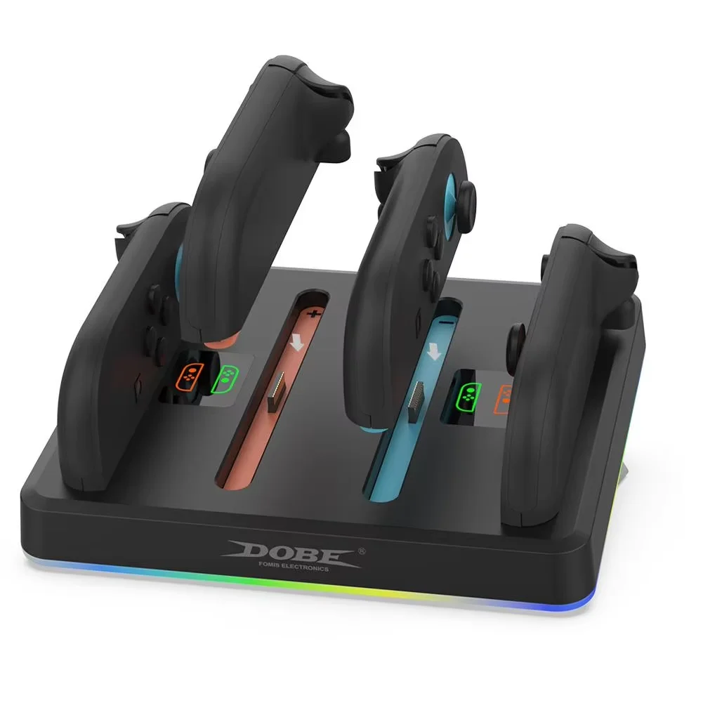 

Новинка 2023 года, зарядная станция для геймпада 4 в 1, для Switch 2 Joy-Con, зарядка для 4 Joy-C со светодиодными индикаторами и защитой безопасности