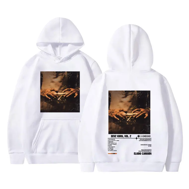 Rapper Eladio Carrion SEN2 KBRN VOL 2 Music Album Graphic Hoodie Unsiex Fashion  Streetwear Men Women Hip Hop Oversized Hoodies