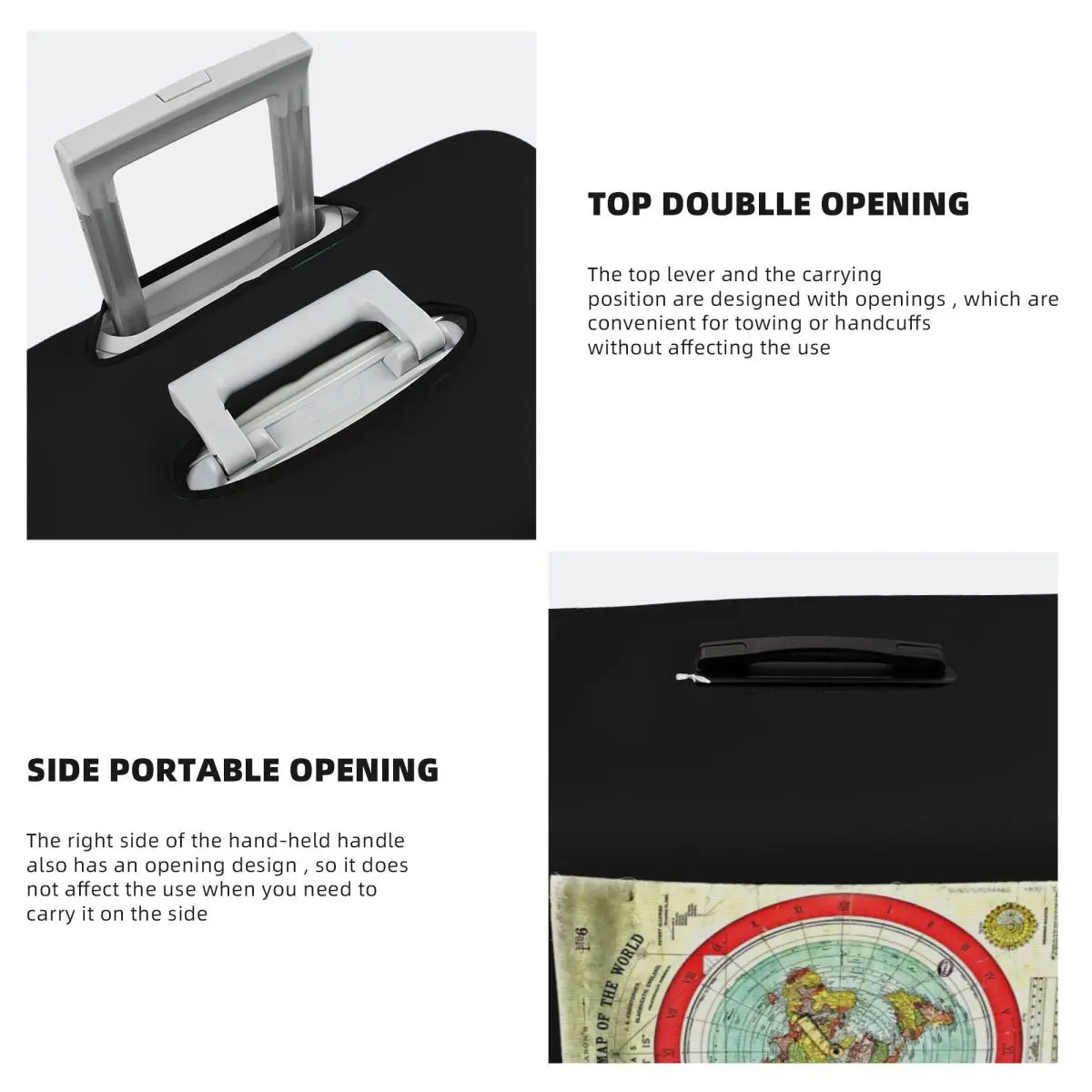 Gleason 1892 platte aardekaart onderzoek platte aarde kofferhoes bescherming elastische reisbagage beschermhoezen voor 18-32 inch