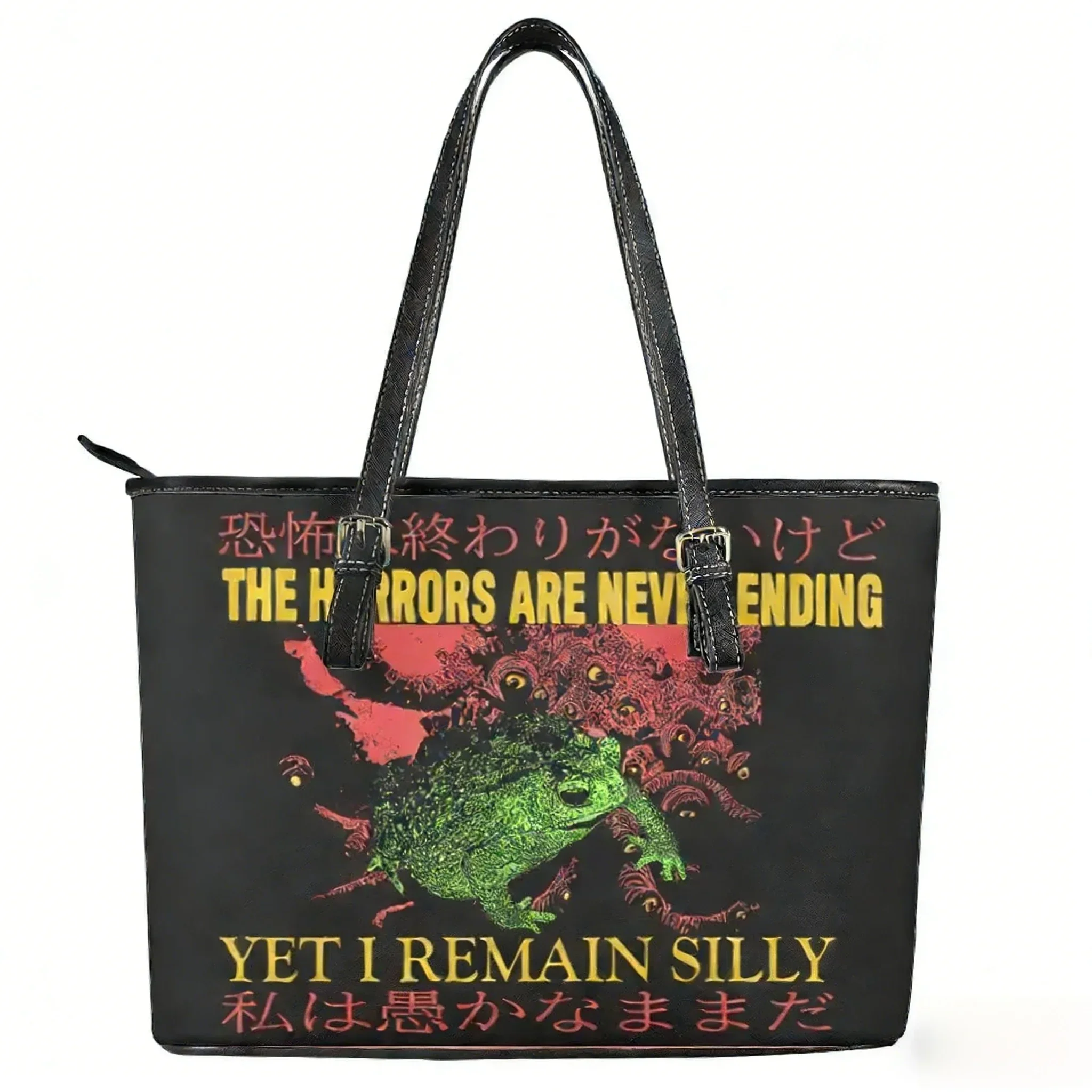 

The Horrors Are Never Ending Yet I Remain Silly Custom Handbag Japanese Style Frog Tote Bag Shoulder Bag Business Travel Bag