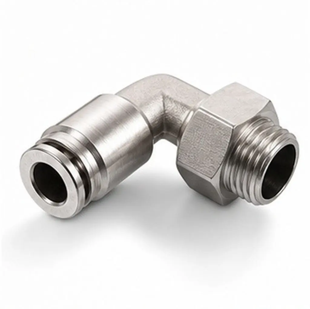 Nickel-Plated Brass 90-Degree Push to Connect Elbow Fitting for Air Compressor Pneumatic Systems with Npt Male Thread Quick