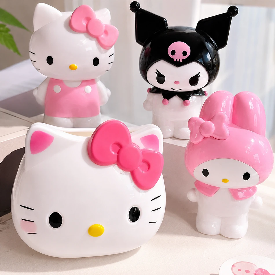 Organizador de Mesa Hello Kitty Kuromi My Melody: Porta-Canetas e Pincéis de Maquiagem para Quarto e Dormitório – Presente Ideal