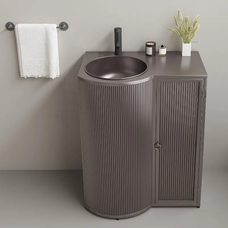 

Industrial wind wash basin floor-to-ceiling integrated washbasin cabinet barbecue restaurant small creative column washbasin