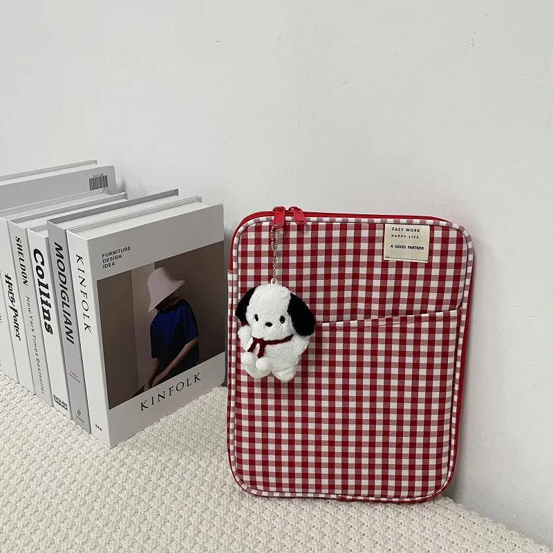Ins Plaid Pocket Laptop Sleeves Carrying Case Women Notebook Briefcases For Macbook Air Pro 13 13.3 14 Inch Case Shockproof New