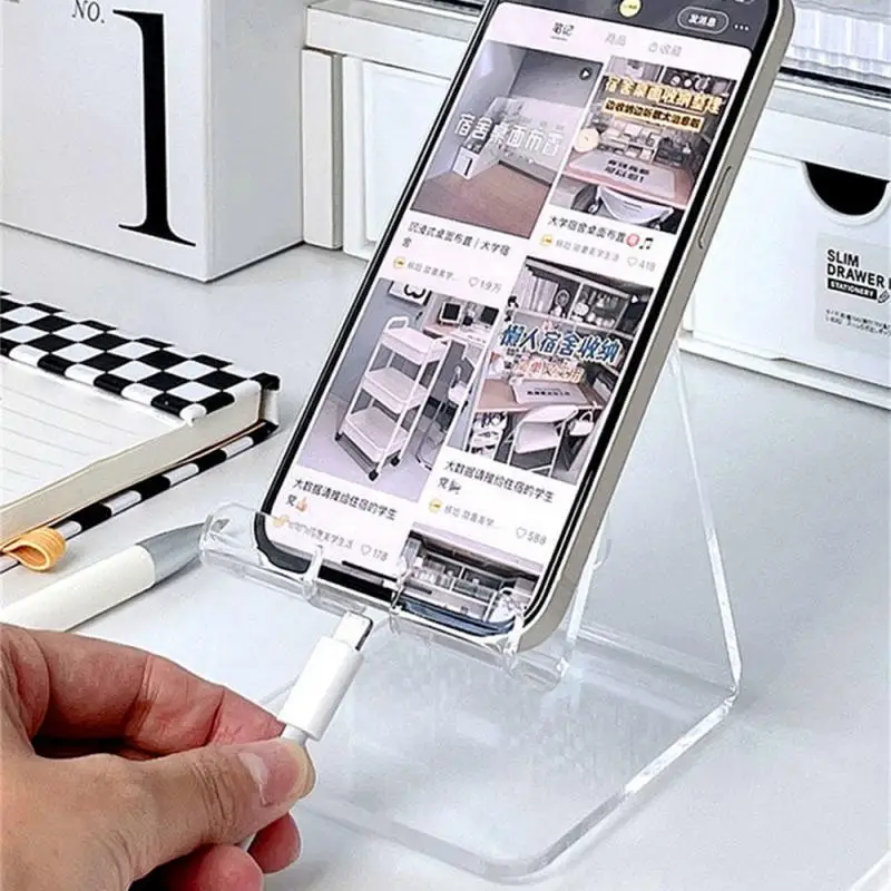 for iPhone Stand accessories Acrylic Desktop Tablet PC Support Holder for iPad Air 4 5 Mini 6 11 Mi Pad Phone Crystal Bracket