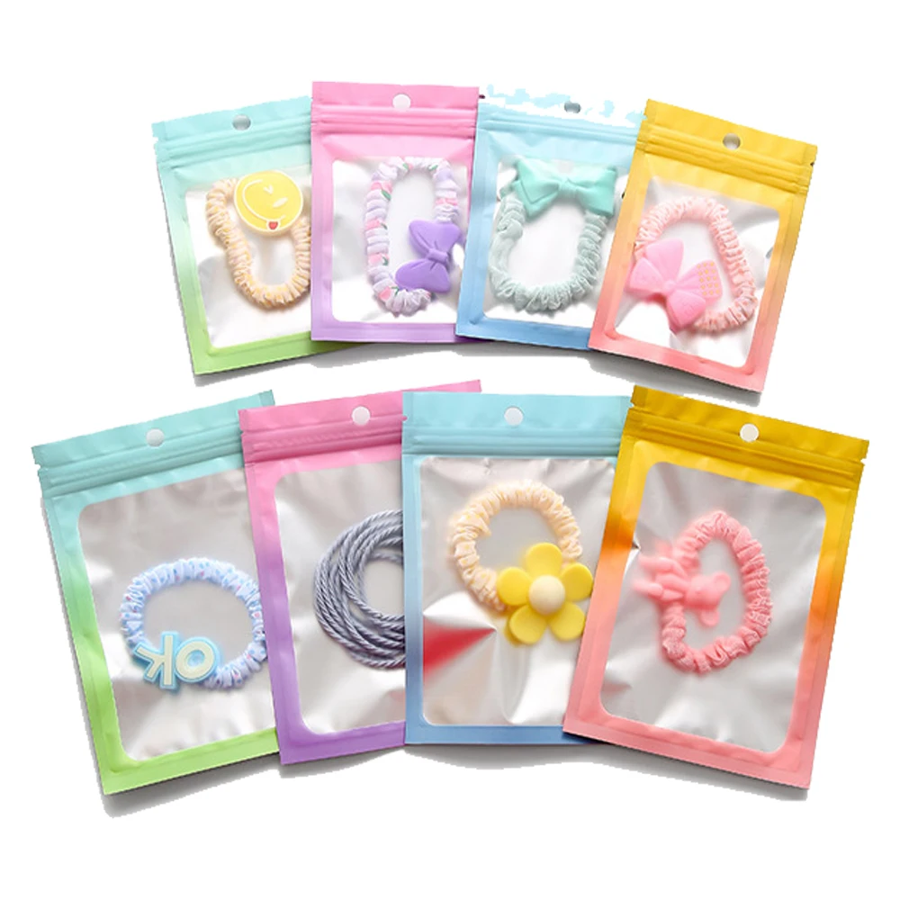 50 teile/los Farbverlauf Wiederverschließbare Kunststoff Verpackung Display Beutel Schmuck Lagerung Beutel Geschenk Zip-Lock Beutel Kleine Unternehmen Liefert – Detail 1