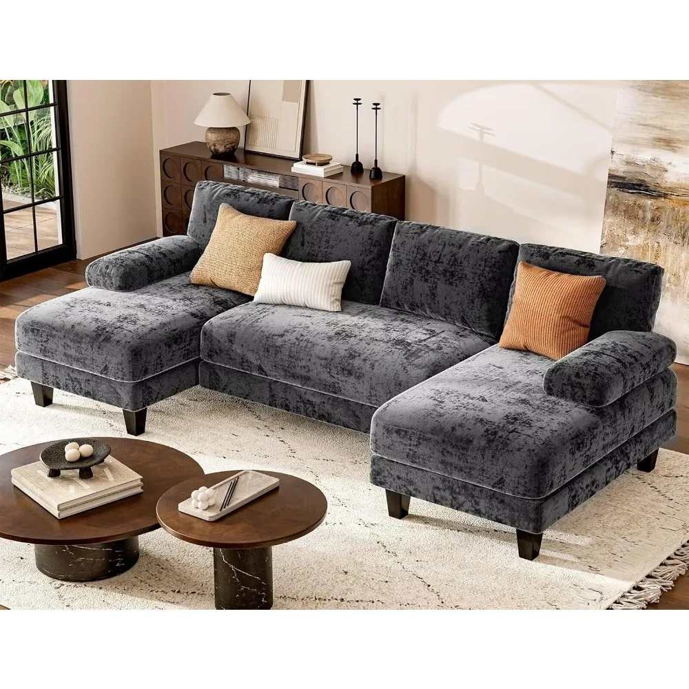 

U Shaped Sectional Couches for Living Room, 111 Inch Modular Sofa with Double Chaise, Large Lounge Couch for Apartment,G