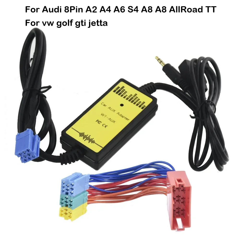 

8Pin For Audi A2 A4 A6 S4 A8 A8 AllRoad TT For vw golf gti jetta Car MP3 Audio USB AUX Adapter 3.5mm interface AUX CD Changer