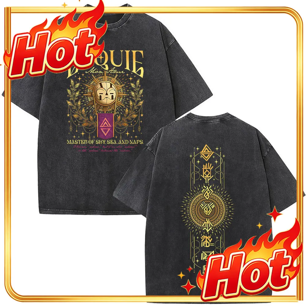 Vintage Washed Game Clair Obscur Expedition 33 for Those Who Come After T Shirts Men Fashion Oversized Short Sleeve T-shirts