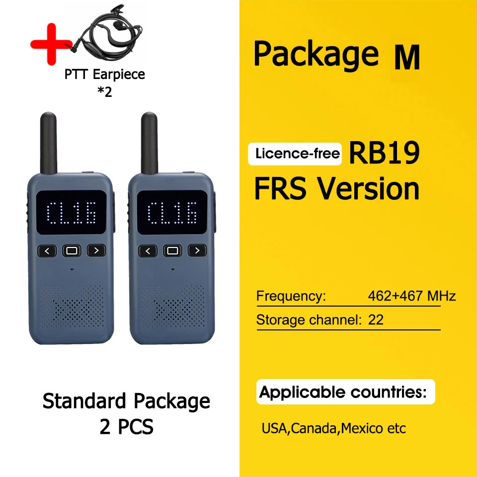 Retevis RB619 Mini walkie-talkie PMR446/FRS, 1650 mAh, draagbaar, met groot bereik, tweewegradio met Type-C-aansluiting, programmeerbaar voor restaurants en hotels