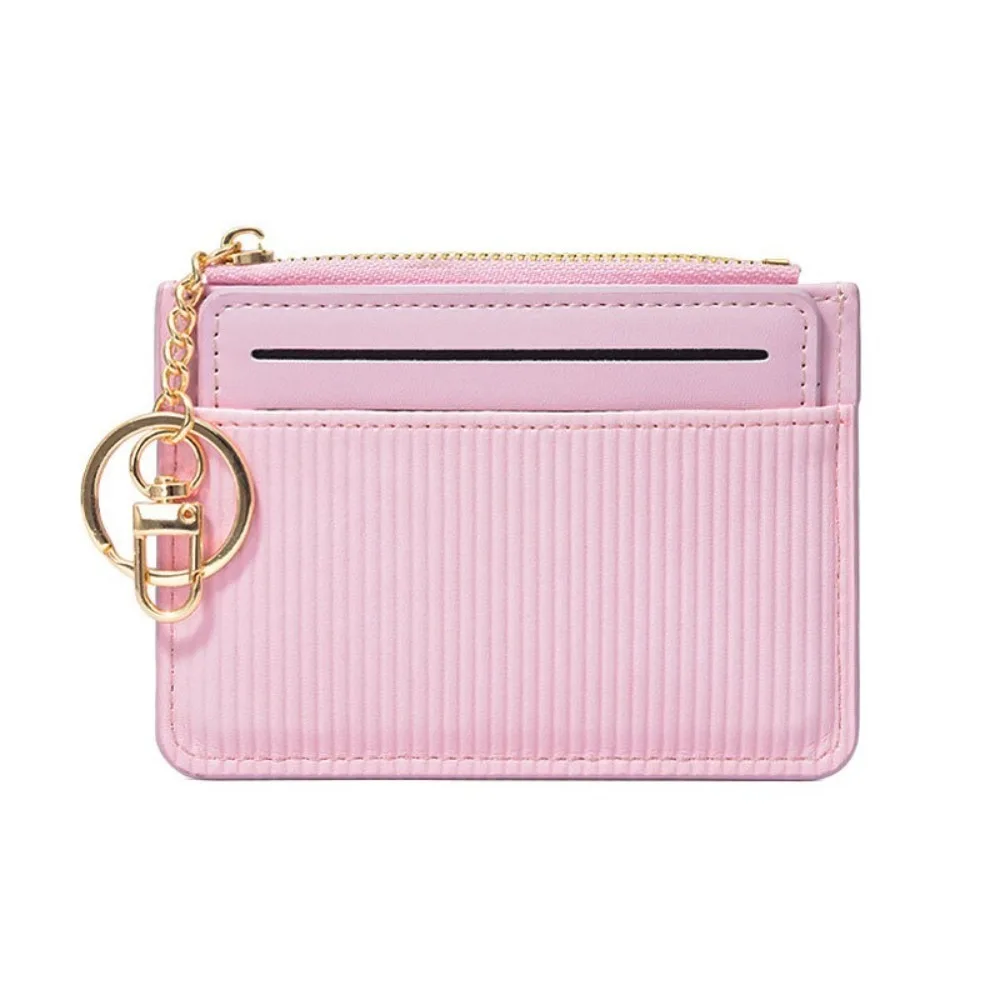 

New Two-piece Coin Purse Zipper PU Leather Credit Card Holder Mini with Key Chain Mini Wallets Girl