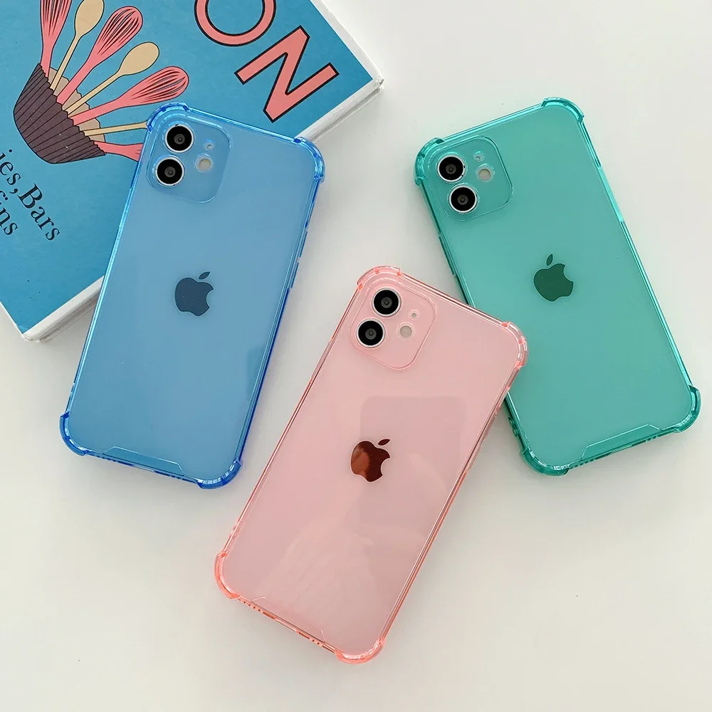 Luxury Clear Silicone Soft Case For iPhone 15 14 13 12 Mini 11 Pro XS Max X XR SE 2022 7 8 15 Plus Candy Transparent Back Cover