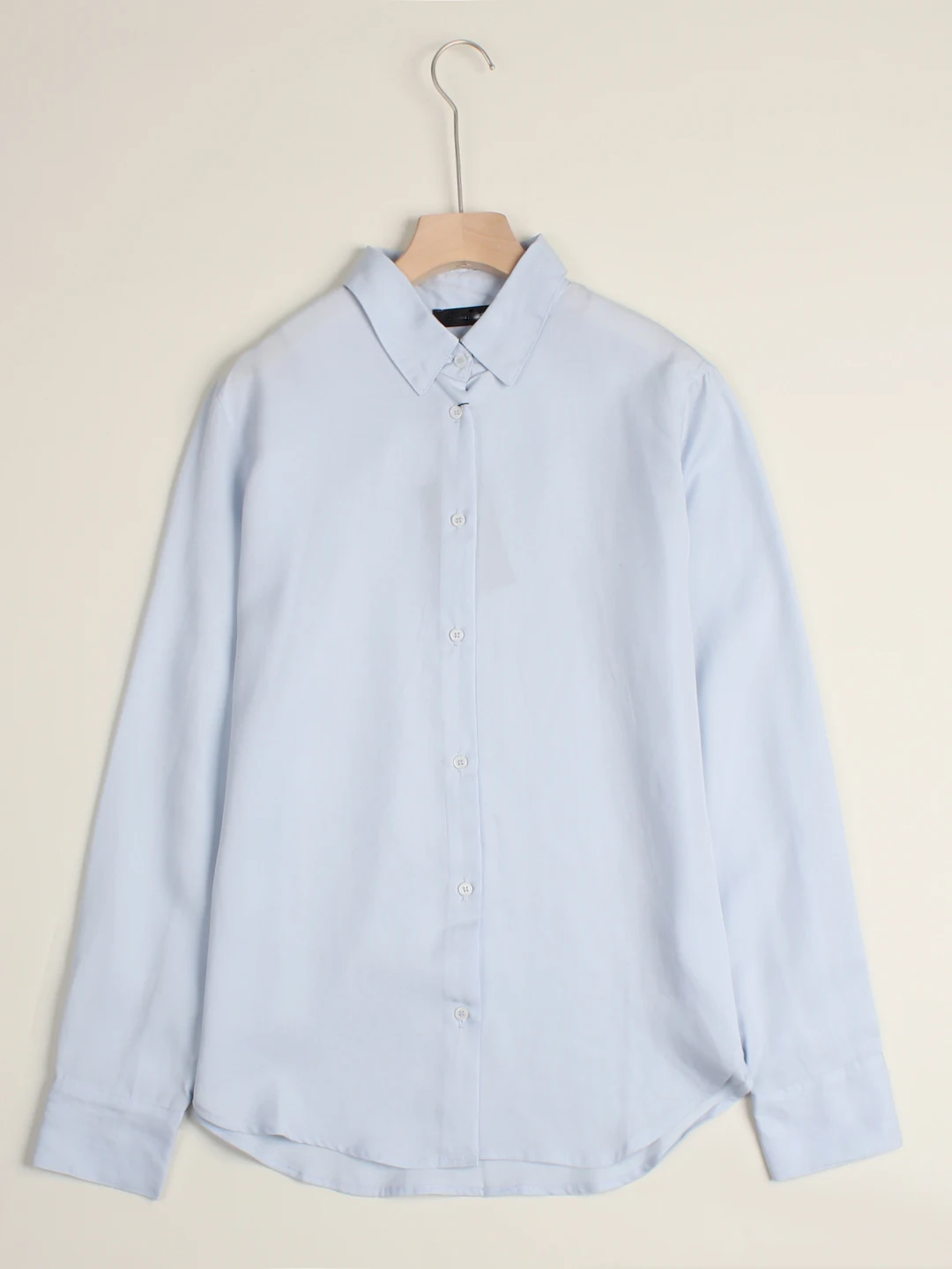 2026 Minimalist Business Style Long Sleeve Casual Shirt Women's Collar Single Button Commute Blue Versatile Cotton Shirt