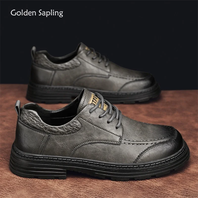 

Golden Sapling Casual Shoes Men Comfortable Platform Flats Retro Leather Men's Shoe Classics Tooling Footwear Leisure Work Flat