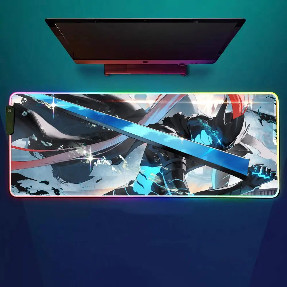 

Solo L-Leveling Аниме Коврик для мыши RGB Игровой коврик для мыши Настольный коврик HD Gamer Большой светодиодный светильник XXL Коврики для мыши