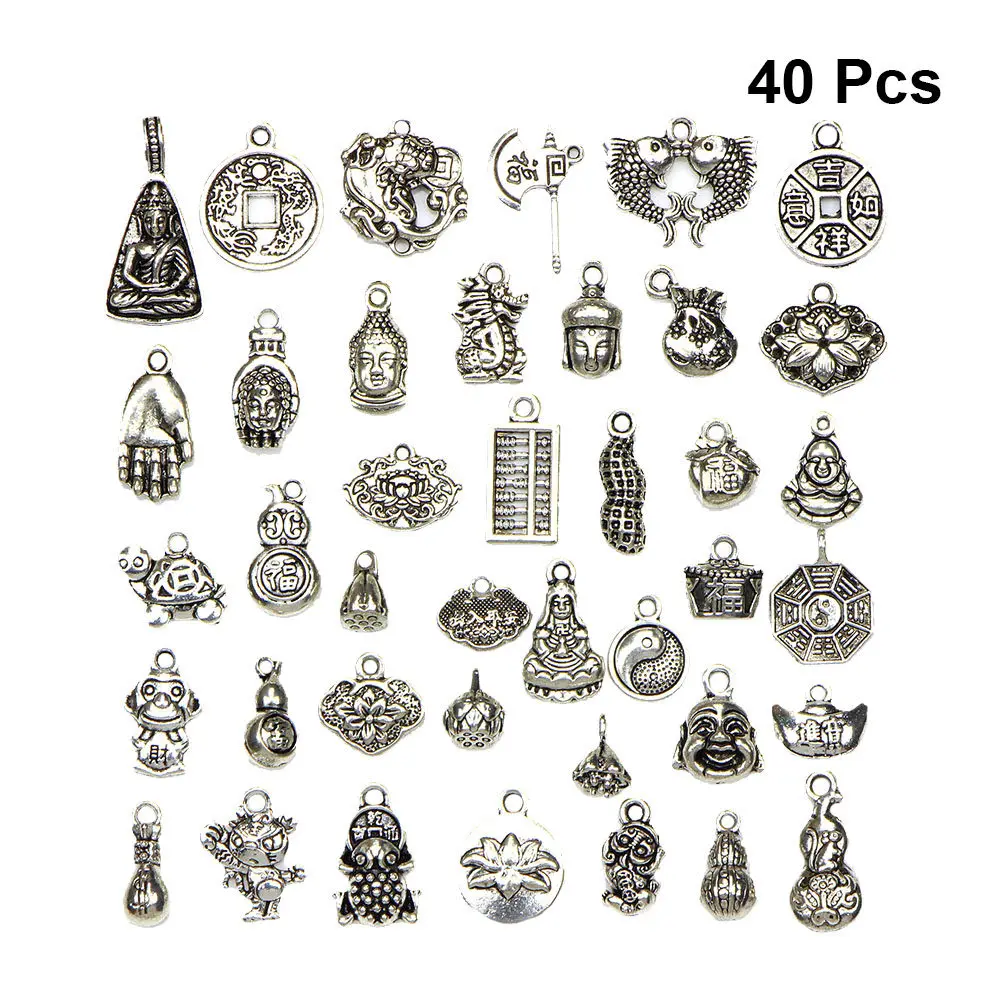 

40Pcs Fine Workmanship Chinese Auspicious Elements for DIY Necklace Bracelet Keychain Jewelry Making Jewelry Accessories