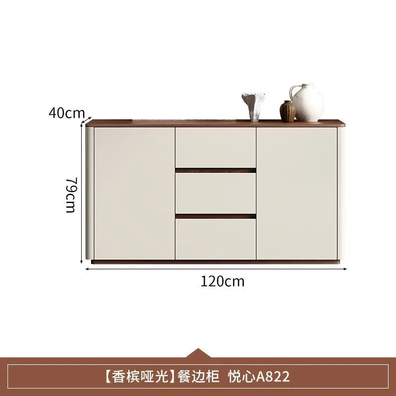 2025 جديد كريمي نمط غرفة المعيشة الطعام خزانة جانبية أريكة ضوء فاخر سعة كبيرة غرفة الطعام تخزين ضد #3