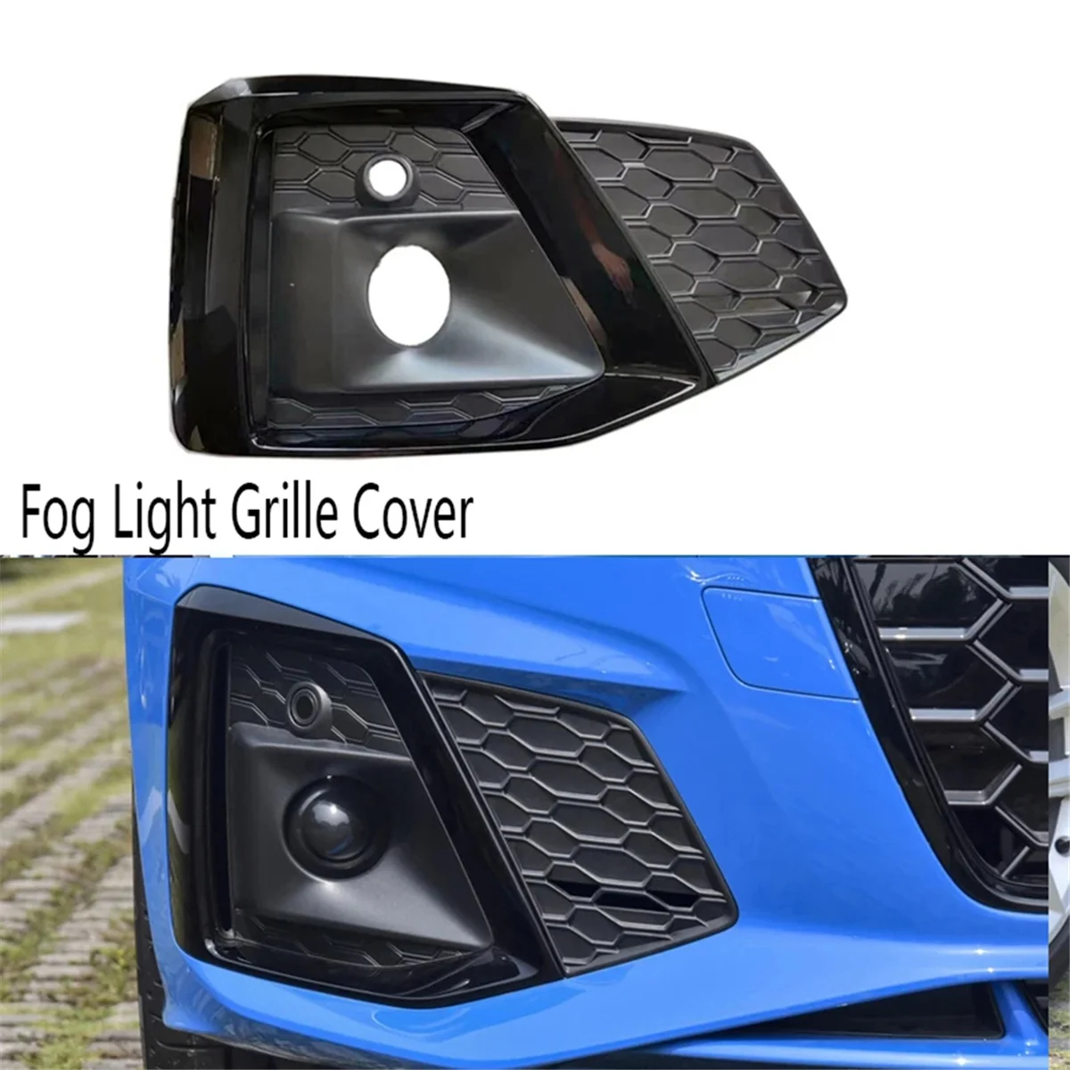 Car Black Right Fog Light Grille Cover Front Honeycomb Bumper Grille for Audi A5 S5 2019-2023