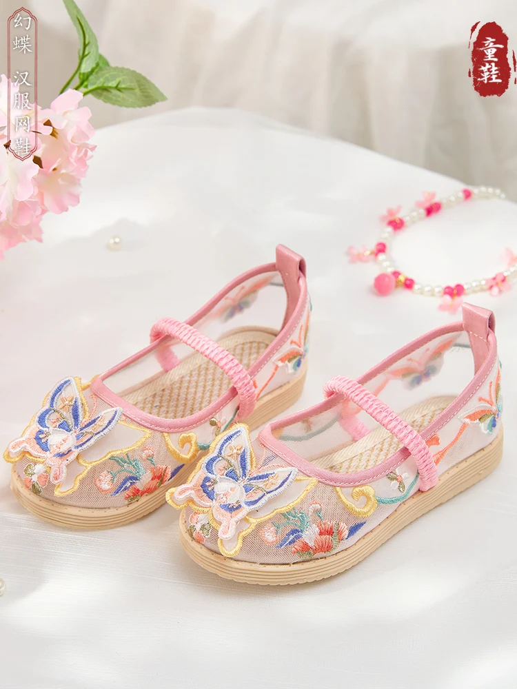 Children\'s Hanfu shoes Summer style girl antique embroidery shoes Chinese style Tang dress shoes national style performance shoe