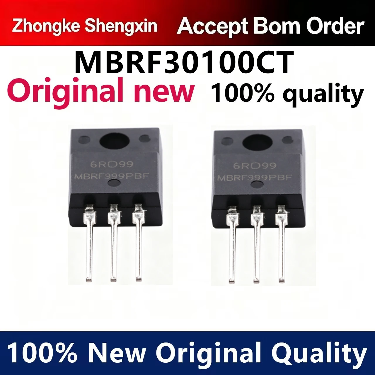 （5pcs）MBRF30100CT inventory stock: 30A/100V Schottky diode TO-220F