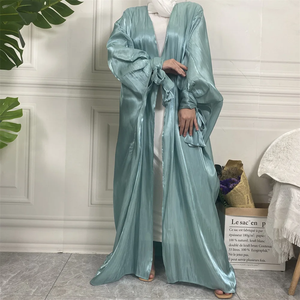 

Ramadan Shiny Open Abaya Dubai Muslim Cardigan Dress Turkey Islam Arabe Robe Longue Kimono Caftan Jalabiya Eid Mubarak Djellaba