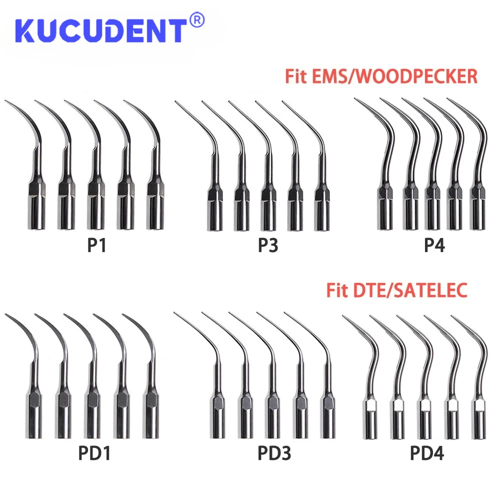 5 Pcs Dental Ultrasonic Scaler Tips  Endodontics Periodontics Scaling Tips P1 P3 P4 PD1 PD3 PD4 Fit For EMS SATELEC DTE
