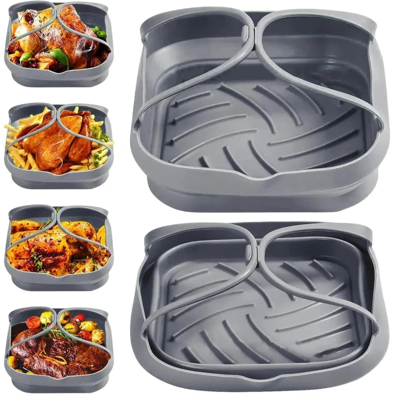 

Silicone Air Fryers Oven Baking Tray Pizza Fried Chicken Airfryer Reusable Basket Mat Non-Stick Square Air Fryer Pan