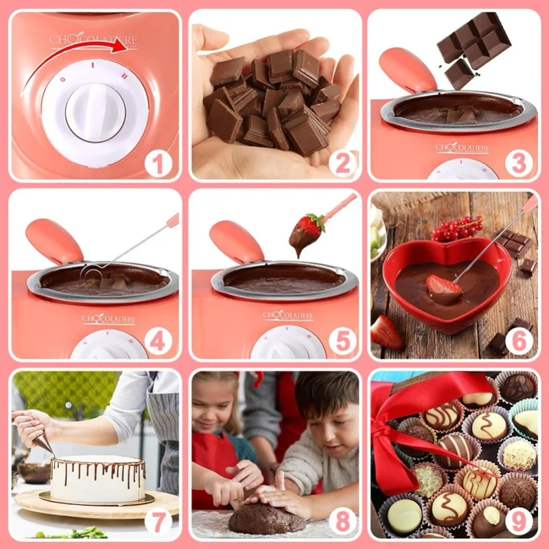 Chocolate Melting Pot Electric Non Stick With Accessories For Candy Cheese Milk Home