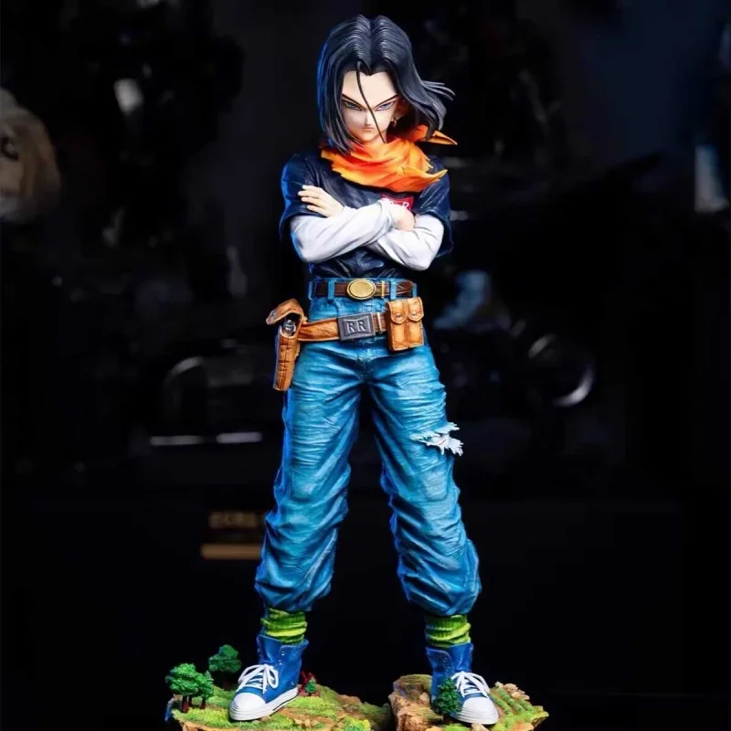 Dragon Ball Action Figure Hitam mutiara Android 17 Figure Android 18 Figurine Patung Desktop koleksi mainan dekorasi hadiah Natal