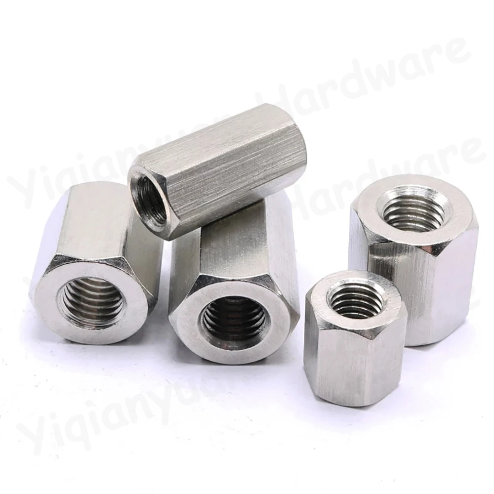 Yiqianyuan M22 M24 GB56 Stainless Steel Hexagon Coupling Nuts Extend Long Lengthen Connector Joint Sleeve for Hardware Tools