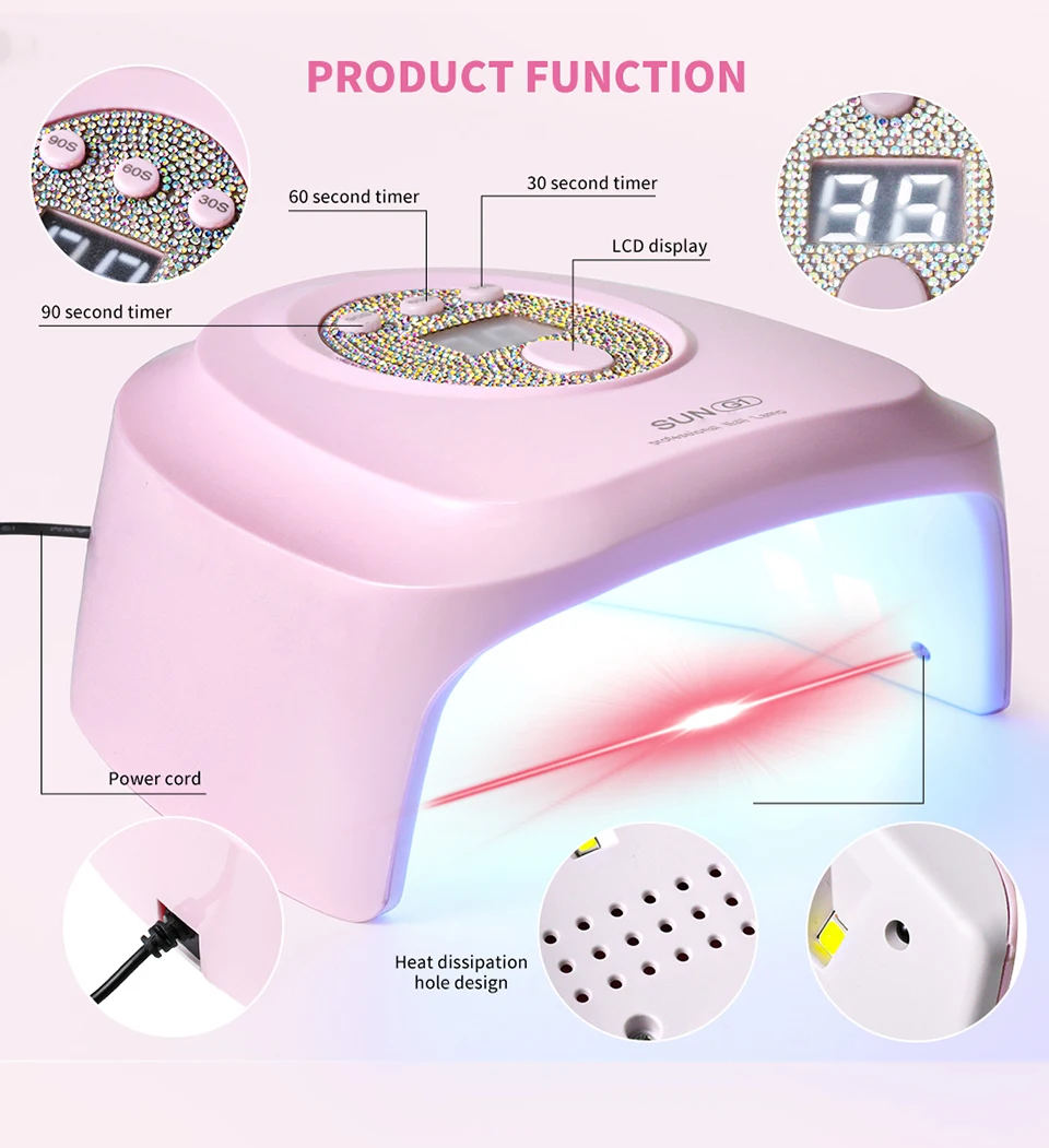 24 LED Nail Dryer Rapid Cure Lamp Professional Nails Phototherapy Light for Manicure Salon Acrylic Gel Art Quick Drying Tools