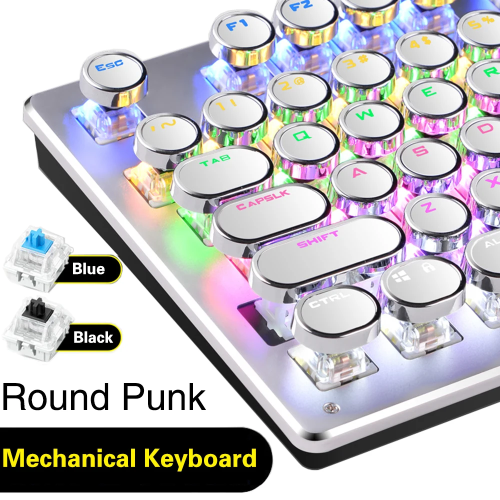 Teclado mecánico para juegos F2088, teclas punk blancas, 104 teclas, teclado para ordenador portátil, coreano, ruso, hebreo, Español, Coreano