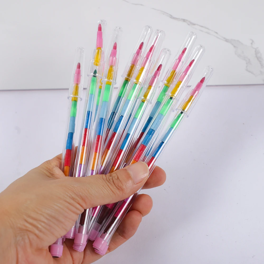 10Pcs 11 Colors Block Crayon Colorful Painting Pen for Kids Birthday Party Favors Kindergarten Rewards Goodie Bag Pinata Fillers