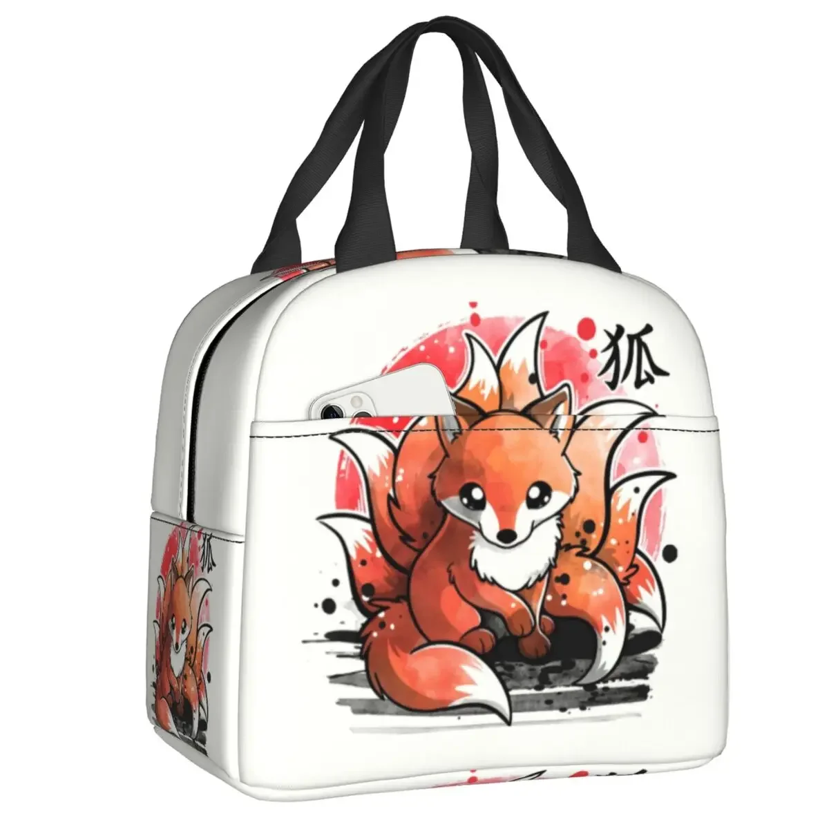 Nine Tailed Fox Spirit Insulated Lunch Bag for Women Waterproof Hot Cold Thermal Cooler Lunch Box Camping Picnic Tote Bags