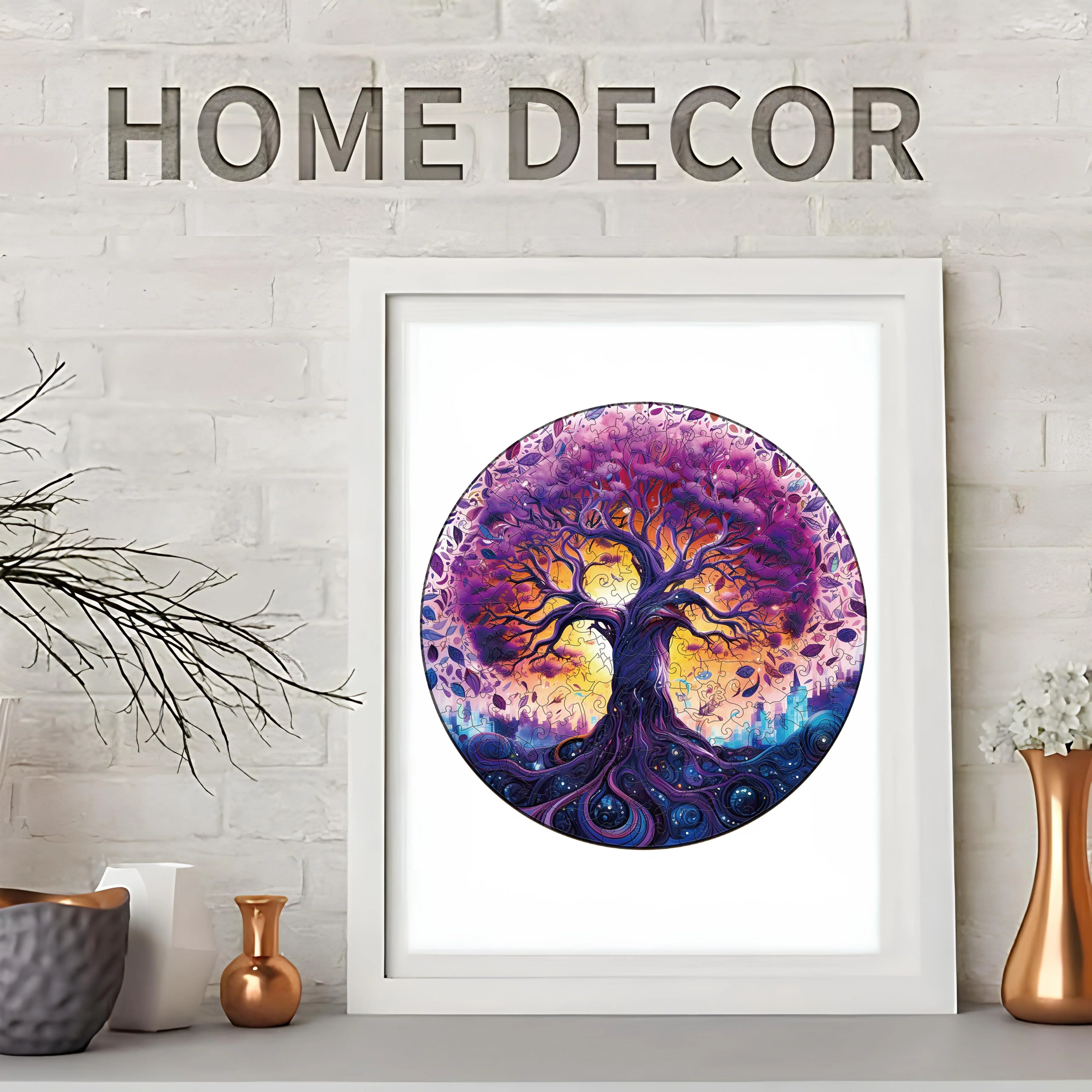 Beautiful Wooden Jigsaw Puzzles For Adults Purple Tree Of Life Brightly Intellectual Toys Popular Family Educational Games