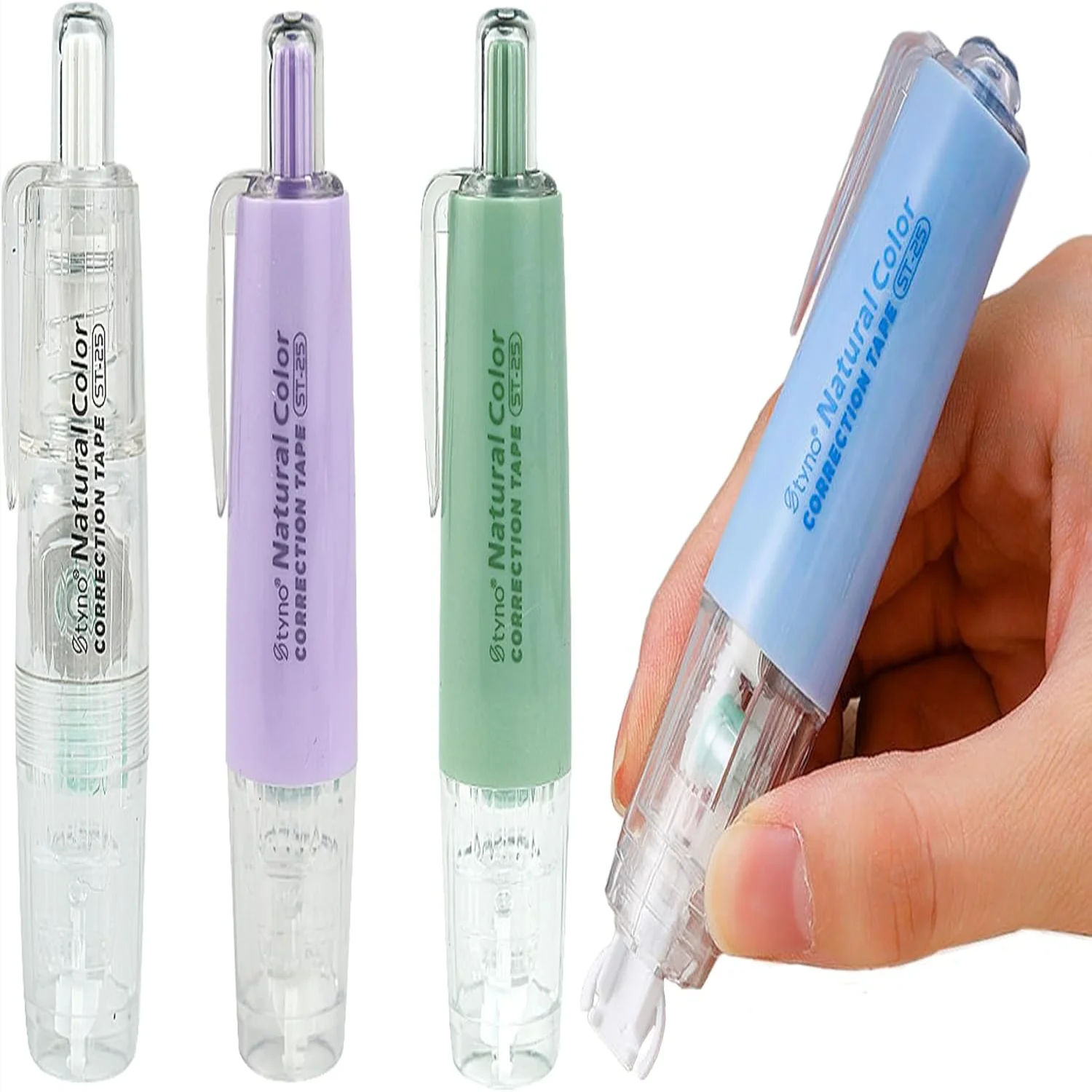 

Refillable Retractable Quick Dry White Out Correction Tape, Easy to Use Pen Shaped Applicator for Office Supplies, 4 PCS