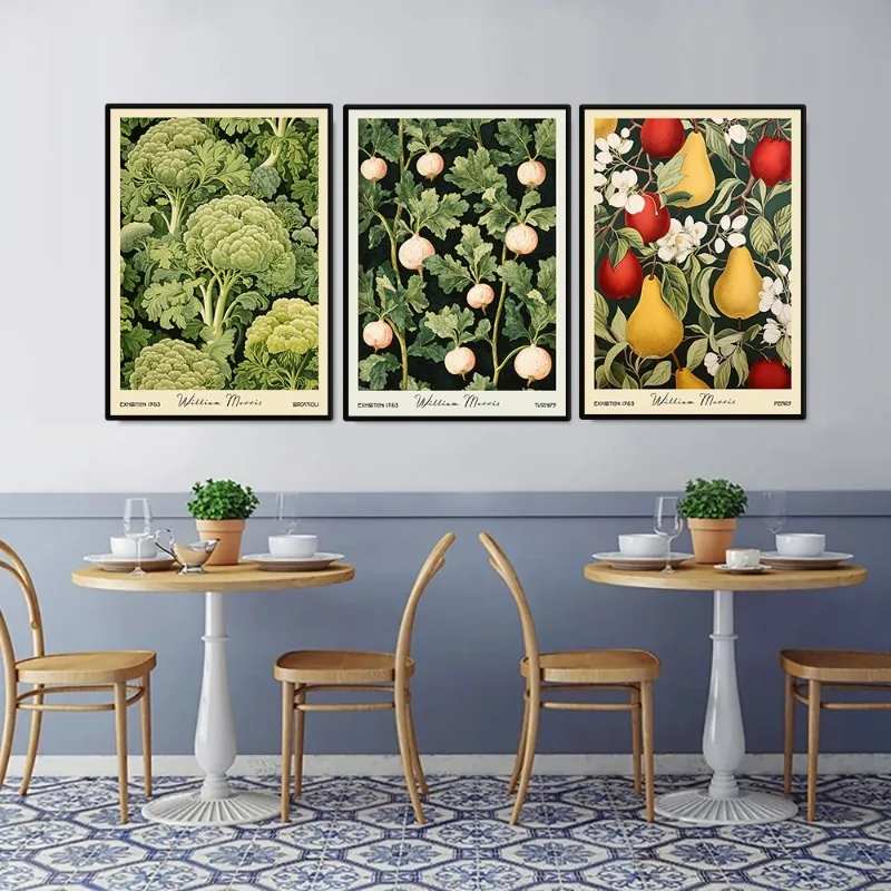 Vintage Food William Morris Fruit and Botanical Poster Orange Olive Lemon Canvas Painting Wall Art for Kitchen Room Home Decor