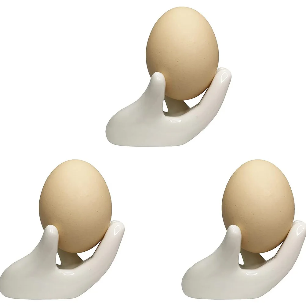 

2Pcs Hand Shaped Ceramic Egg Cup Holder Stable Breakfast Egg Stand Kitchen Organizer Kitchen Accessory