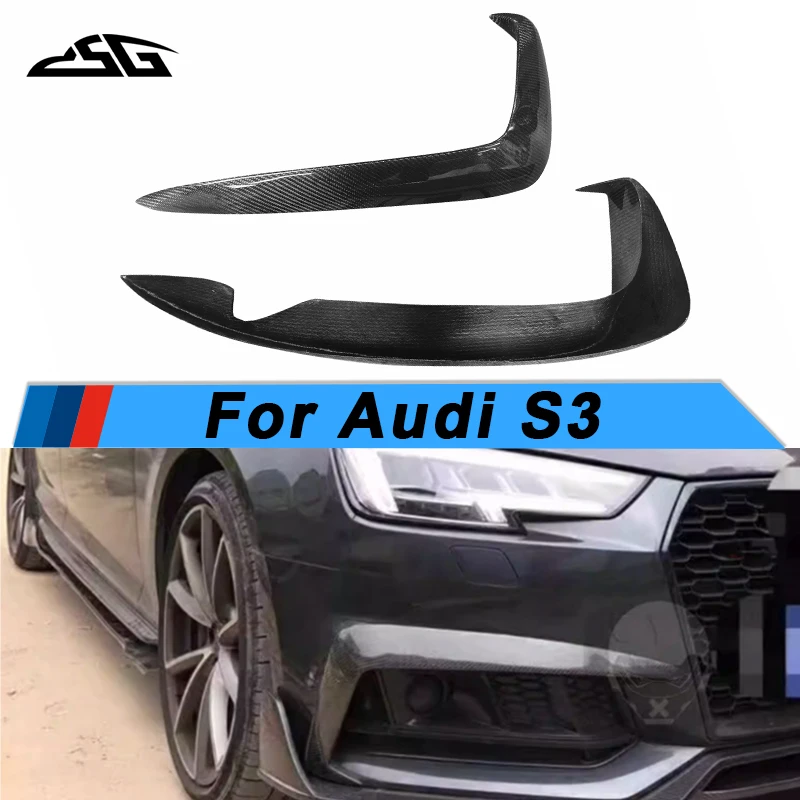 True carbon fiber front bumper fog lamp cover air knife decoration for Audi S3 car accessories body kit