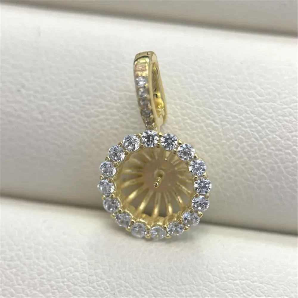 

S925 Sterling Silver Pearl Pendant Setting, DIY Empty Bezel Cup Jewelry Supplies for Craft Making, Hollow Prong Pendant Findings