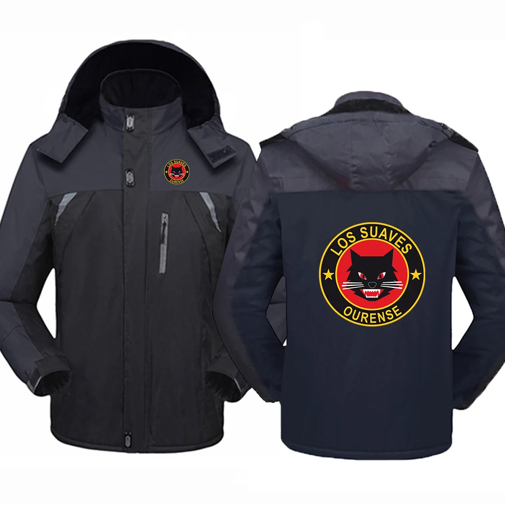 

2026 Detachable Hat Trendy Coat Los Suaves Ourense Logo Print Men's Autumn Winter Cold Resistant Mountaineering Clothing Jacket