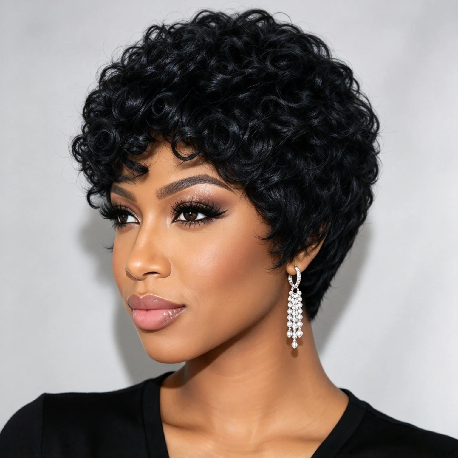 Brazilian Short Pixie Cut Wigs For Black Women Human Hair  Kinky Curly Wig African Curly Full Machine Made Wig