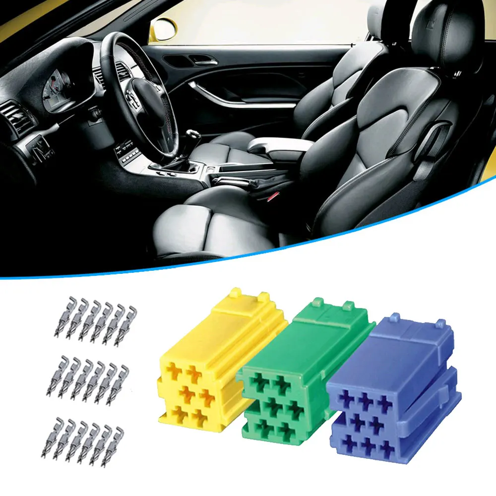 Piezas de Cable de Audio Bluetooth para coche, Mini Kit de reparación de conector de enchufe de bloque de terminales macho ISO, MINI Adaptador ISO,